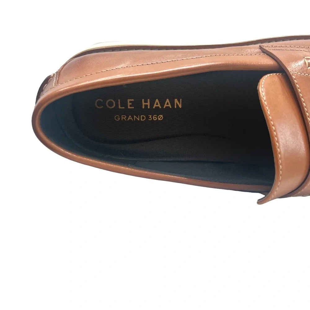 COLE HAAN TAN OSBORN GRAND 360 PENNY LOAFER